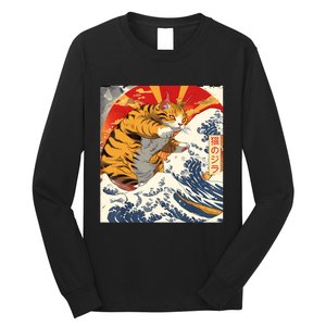 Funny Catzilla Japanese Art Anime Manga Cat Aesthetic Sunset Long Sleeve Shirt