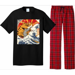 Funny Catzilla Japanese Art Anime Manga Cat Aesthetic Sunset Pajama Set