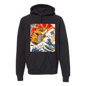 Funny Catzilla Japanese Art Anime Manga Cat Aesthetic Sunset Premium Hoodie