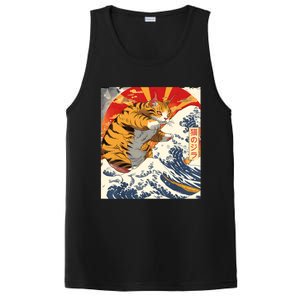 Funny Catzilla Japanese Art Anime Manga Cat Aesthetic Sunset PosiCharge Competitor Tank