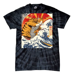 Funny Catzilla Japanese Art Anime Manga Cat Aesthetic Sunset Tie-Dye T-Shirt