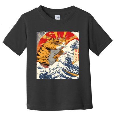 Funny Catzilla Japanese Art Anime Manga Cat Aesthetic Sunset Toddler T-Shirt