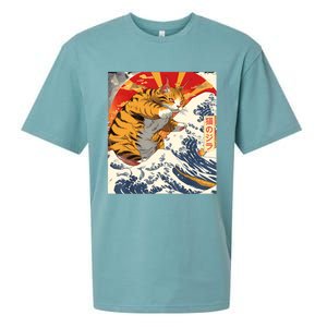 Funny Catzilla Japanese Art Anime Manga Cat Aesthetic Sunset Sueded Cloud Jersey T-Shirt