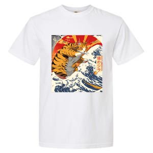 Funny Catzilla Japanese Art Anime Manga Cat Aesthetic Sunset Garment-Dyed Heavyweight T-Shirt