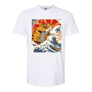 Funny Catzilla Japanese Art Anime Manga Cat Aesthetic Sunset Softstyle CVC T-Shirt