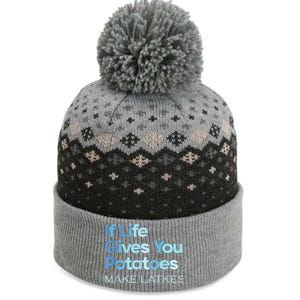 Funny Chanukah Jewish If Life Gives You Potatoes Make Latkes The Baniff Cuffed Pom Beanie