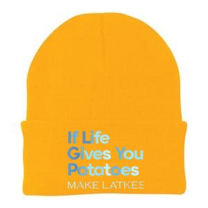 Funny Chanukah Jewish If Life Gives You Potatoes Make Latkes Knit Cap Winter Beanie