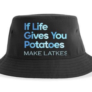 Funny Chanukah Jewish If Life Gives You Potatoes Make Latkes Sustainable Bucket Hat