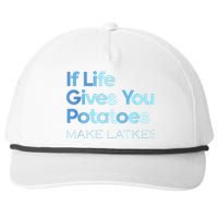 Funny Chanukah Jewish If Life Gives You Potatoes Make Latkes Snapback Five-Panel Rope Hat