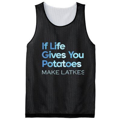 Funny Chanukah Jewish If Life Gives You Potatoes Make Latkes Mesh Reversible Basketball Jersey Tank