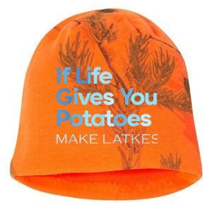 Funny Chanukah Jewish If Life Gives You Potatoes Make Latkes Kati - Camo Knit Beanie