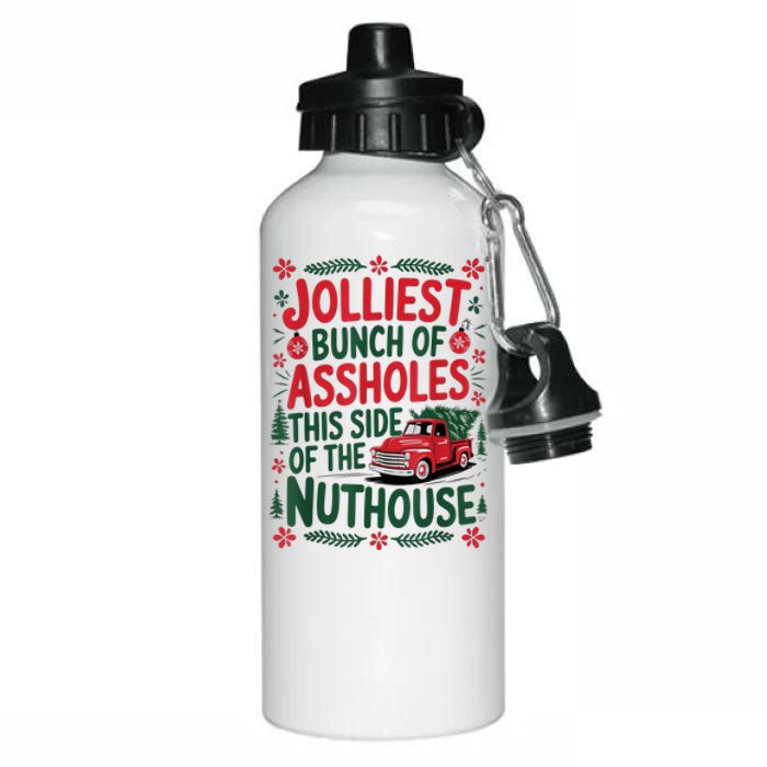 Funny Christmas Jolliest Bunch Of Assholes This Side Of The Nut House Xmas Gift Aluminum Water Bottle