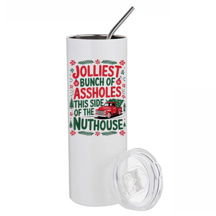 Funny Christmas Jolliest Bunch Of Assholes This Side Of The Nut House Xmas Gift Stainless Steel Tumbler