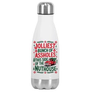 Funny Christmas Jolliest Bunch Of Assholes This Side Of The Nut House Xmas Gift Stainless Steel Insulated Water Bottle