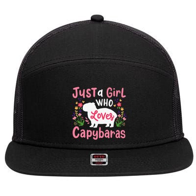 Funny Capybara Just a Girl Who Shirt Loves Capybaras  7 Panel Mesh Trucker Snapback Hat
