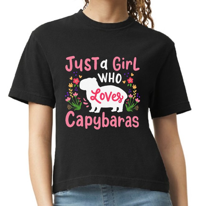 Funny Capybara Just a Girl Who Shirt Loves Capybaras  Comfort Colors Boxy T-Shirt