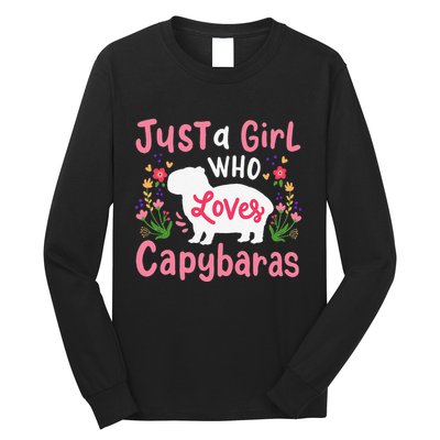 Funny Capybara Just a Girl Who Shirt Loves Capybaras  Long Sleeve Shirt