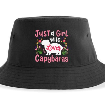 Funny Capybara Just a Girl Who Shirt Loves Capybaras  Sustainable Bucket Hat