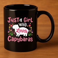 Funny Capybara Just a Girl Who Shirt Loves Capybaras  11oz C Handle Ceramic Mug