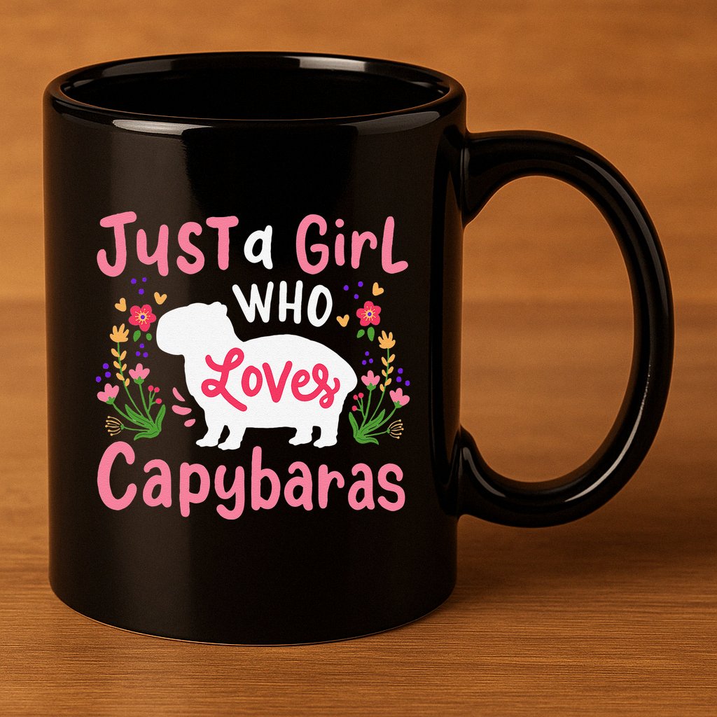 Funny Capybara Just a Girl Who Shirt Loves Capybaras  11oz C Handle Ceramic Mug