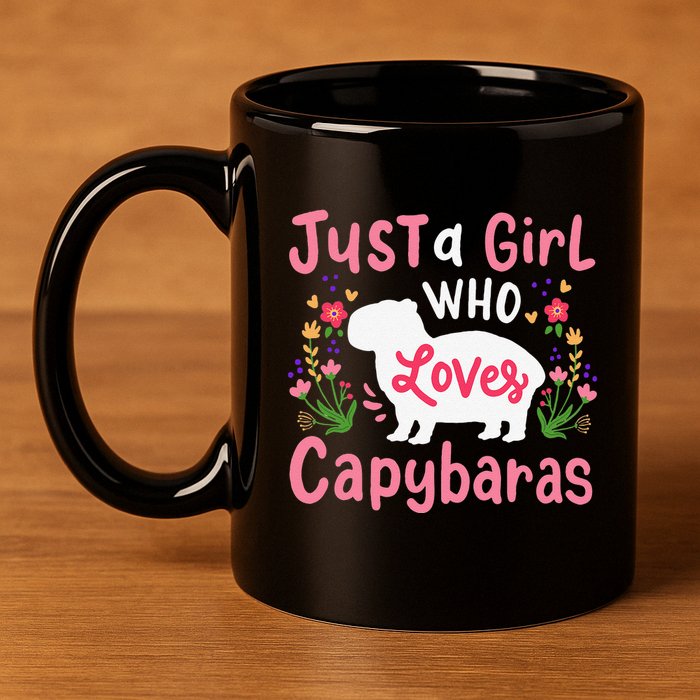 Funny Capybara Just a Girl Who Shirt Loves Capybaras  11oz C Handle Ceramic Mug