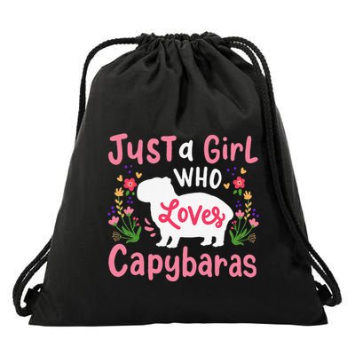 Funny Capybara Just a Girl Who Shirt Loves Capybaras  Drawstring Bag