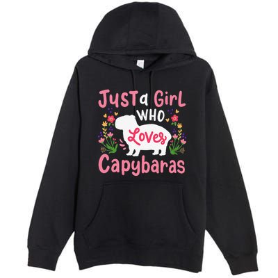 Funny Capybara Just a Girl Who Shirt Loves Capybaras  Premium Pullover Hoodie