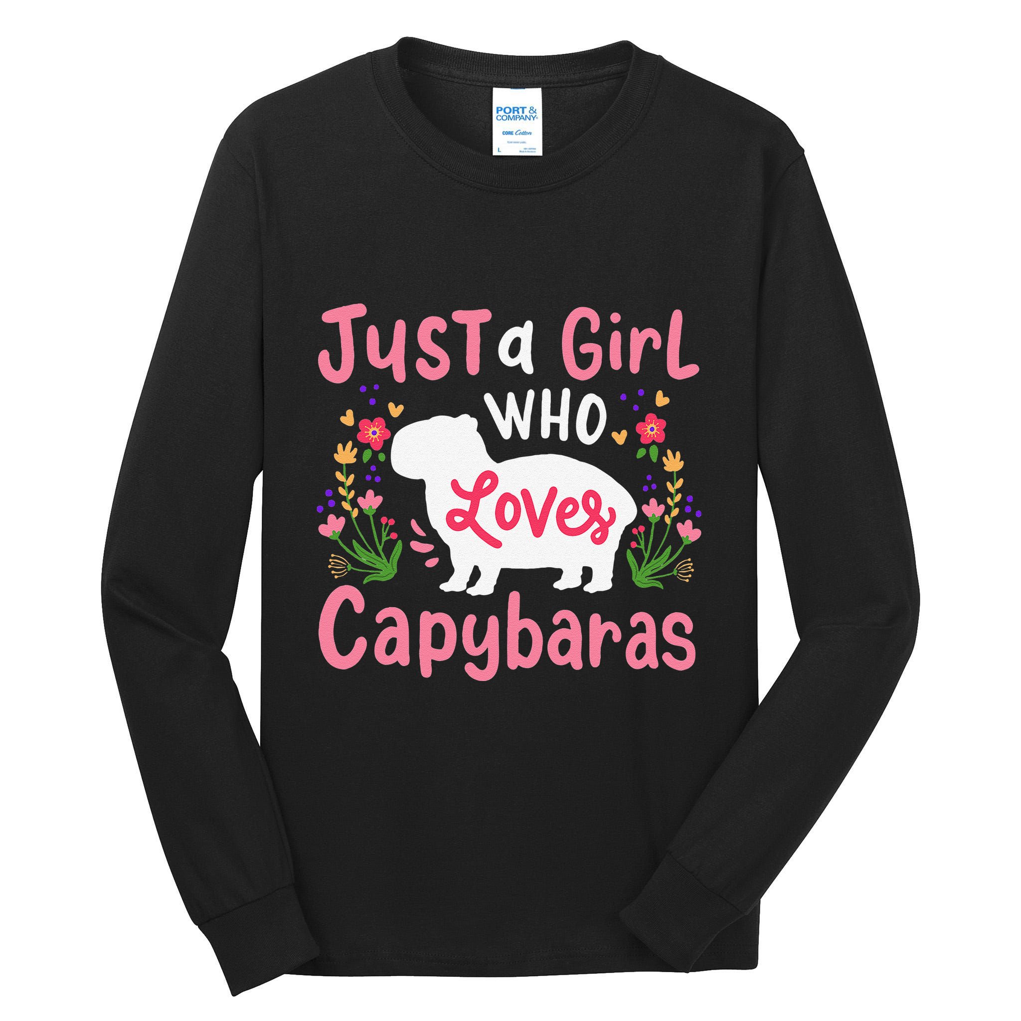 Funny Capybara Just a Girl Who Shirt Loves Capybaras  Tall Long Sleeve T-Shirt
