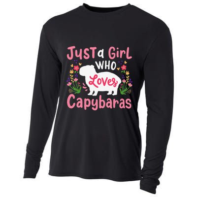 Funny Capybara Just a Girl Who Shirt Loves Capybaras  Cooling Performance Long Sleeve Crew