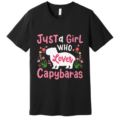 Funny Capybara Just a Girl Who Shirt Loves Capybaras  Premium T-Shirt