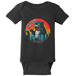 Funny Cat Japanese Catzilla Baby Bodysuit