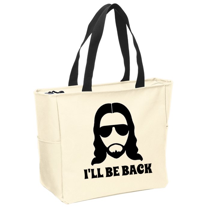 Funny Christian Jesus I'll Be Back Zip Tote Bag