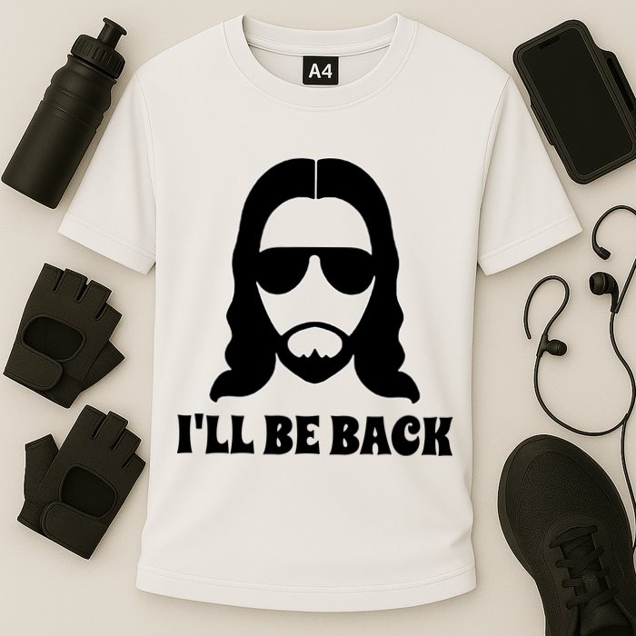 Funny Christian Jesus I'll Be Back Cooling Performance Crew T-Shirt