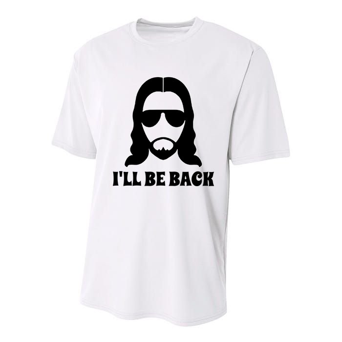 Funny Christian Jesus I'll Be Back Youth Performance Sprint T-Shirt