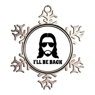 Funny Christian Jesus I'll Be Back Metallic Star Ornament