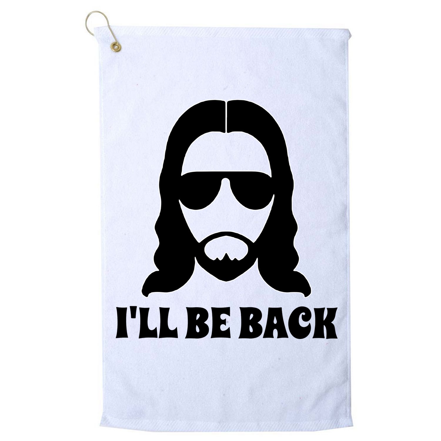 Funny Christian Jesus I'll Be Back Golf Towel