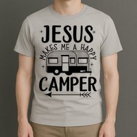 Funny Christian Jesus Makes Me A Happy Camper T-Shirt