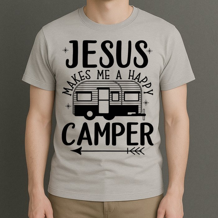 Funny Christian Jesus Makes Me A Happy Camper T-Shirt