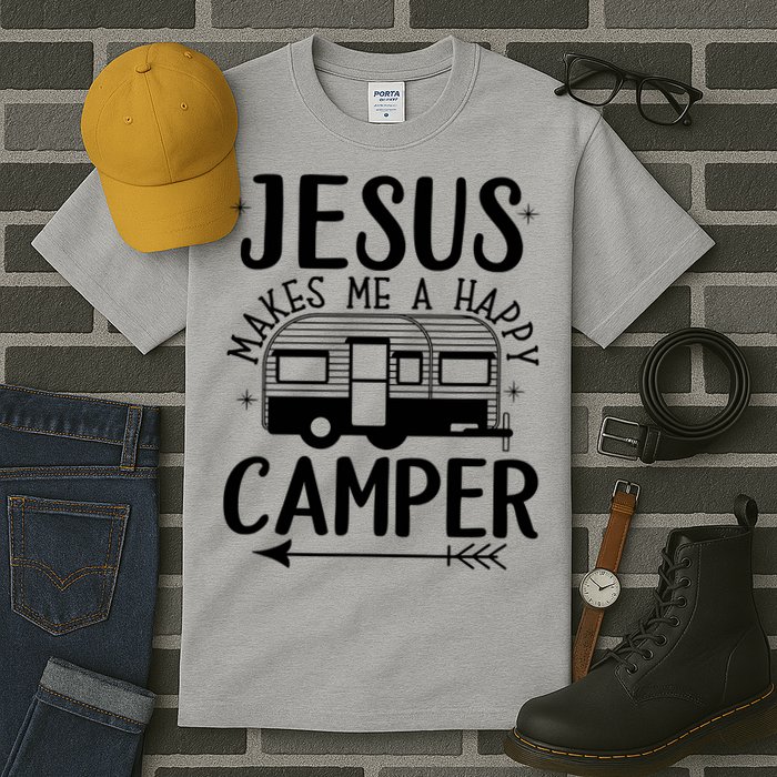 Funny Christian Jesus Makes Me A Happy Camper Tall T-Shirt
