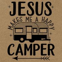Funny Christian Jesus Makes Me A Happy Camper Cotton Canvas Backpack