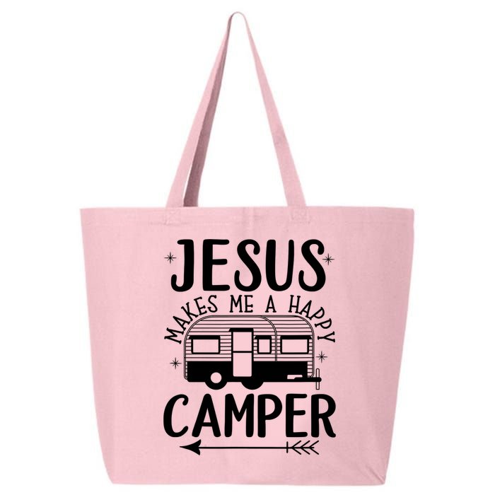 Funny Christian Jesus Makes Me A Happy Camper 25L Jumbo Tote