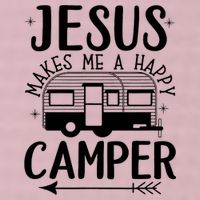 Funny Christian Jesus Makes Me A Happy Camper 25L Jumbo Tote