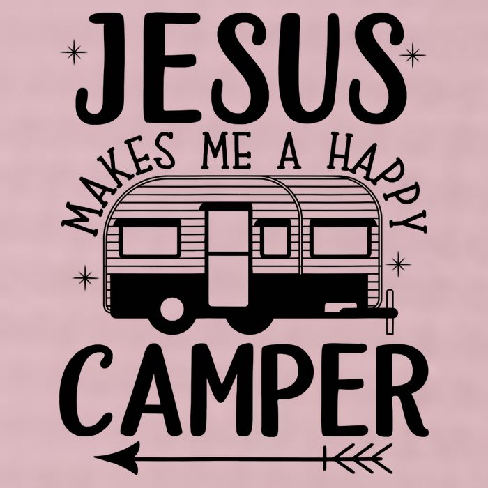 Funny Christian Jesus Makes Me A Happy Camper 25L Jumbo Tote