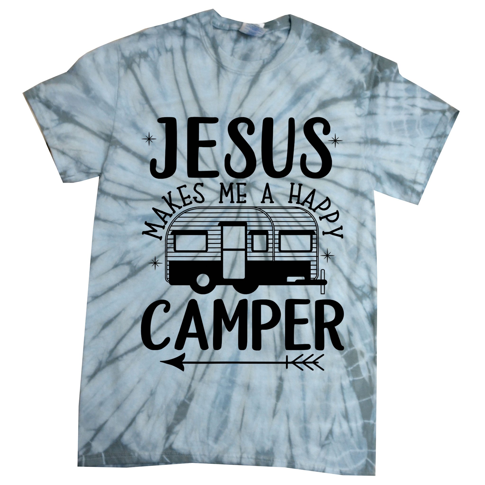 Funny Christian Jesus Makes Me A Happy Camper Tie-Dye T-Shirt