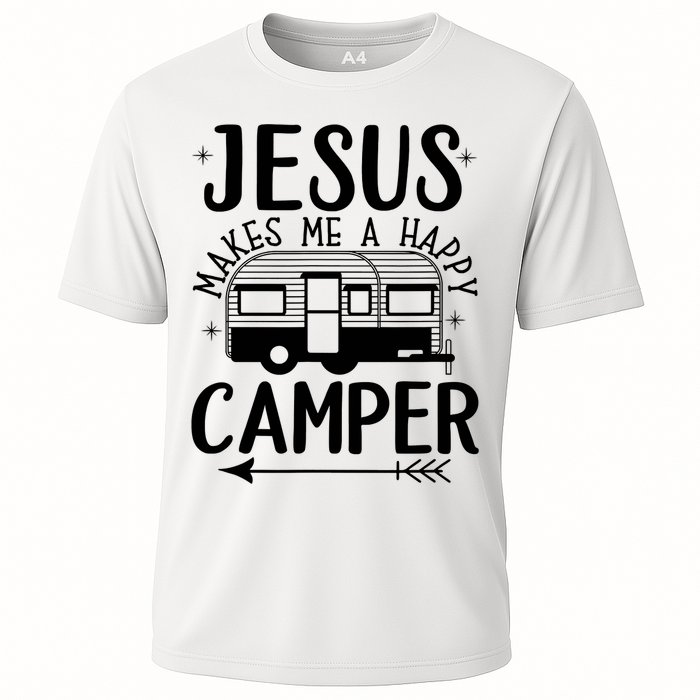 Funny Christian Jesus Makes Me A Happy Camper Performance Shirt