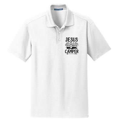 Funny Christian Jesus Makes Me A Happy Camper Dry Zone Grid Polo