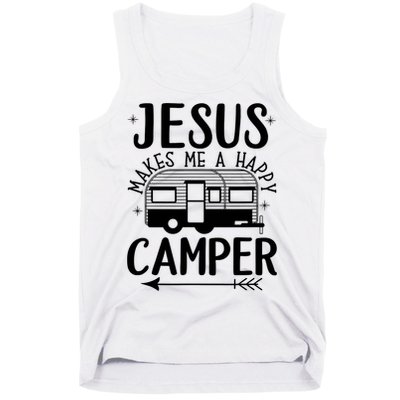 Funny Christian Jesus Makes Me A Happy Camper Tank Top