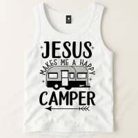 Funny Christian Jesus Makes Me A Happy Camper Tank Top