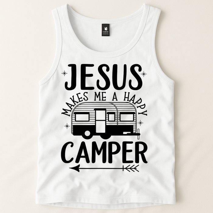 Funny Christian Jesus Makes Me A Happy Camper Tank Top