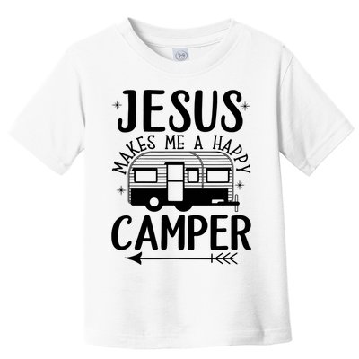 Funny Christian Jesus Makes Me A Happy Camper Toddler T-Shirt